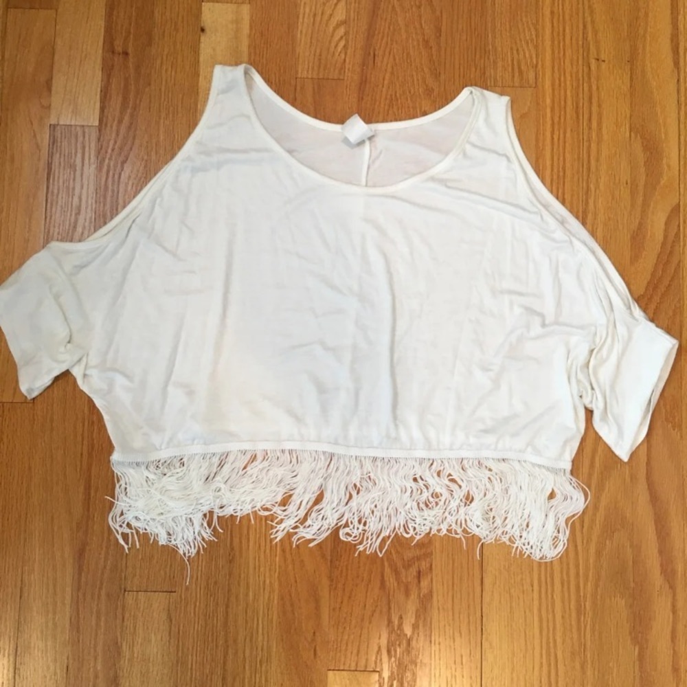 Tassel Cold Shoulder Top